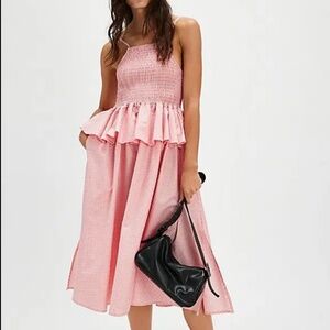 Et Tiger 'Una' Midi Dress in Pink Gingham (NWT)